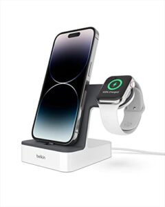 belkin 2-in-1 iphone & apple watch charging dock – powerhouse charging station + apple watch charging stand – designed for iphone 6/7/8/x/xs/xr/xs max, apple watch series 4, 3, 2, & 1