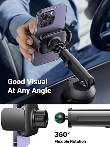 UGREEN Car Phone Holder Mount Suction Cup Windshield Window Dashboard Cell Phone Holder Universal Compatible with iPhone 14 13 Pro Max, iPhone 12 11 Plus SE XS XR 8 7 6 6S Smartphone Car Accessories