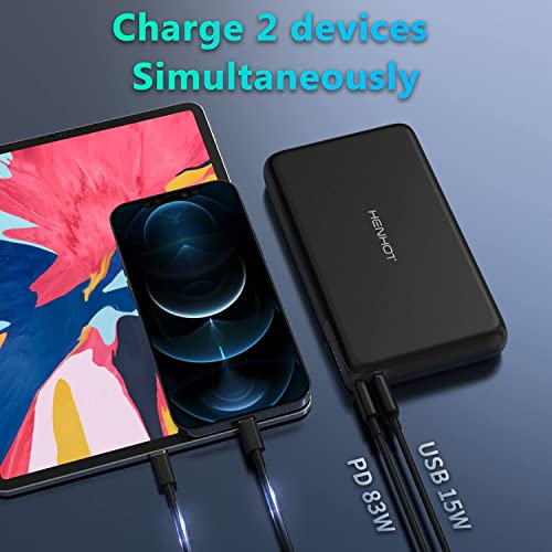 Portable Charger, HenHot 30000mAh Laptop Power Bank, 100W Dual Fast Charging Battery Pack Portable Phone Charger, Compatible with iPhone 14/13/Pro max, MacBook, Switch, Steam Deck, Galaxy,Google Pixel