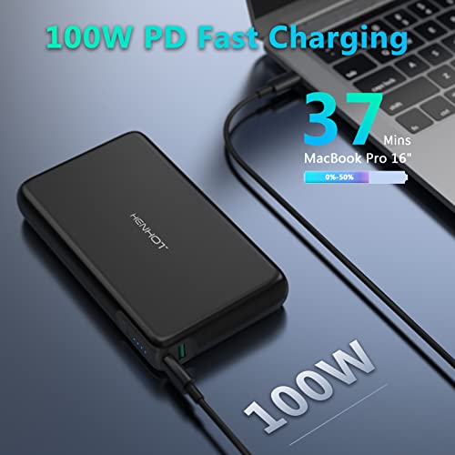 Portable Charger, HenHot 30000mAh Laptop Power Bank, 100W Dual Fast Charging Battery Pack Portable Phone Charger, Compatible with iPhone 14/13/Pro max, MacBook, Switch, Steam Deck, Galaxy,Google Pixel