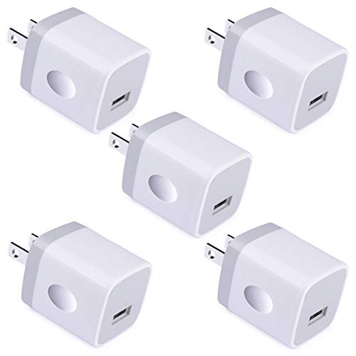 Single Port USB Charger, UorMe 1A 5V Wall Plug USB Power Adapter 5 Pack for Phone 14 Pro Max/13/12/11/X/8/7/6S/6Plus/6,Samsung Galaxy S23 Ultra/A14/A13/S22/S20 Ultra/S10/S9 Edge Note 20,HTC,Nexus,Moto