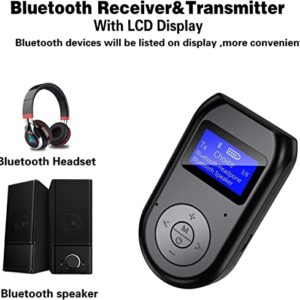 Bluetooth Transmitter Receiver, Wireless aux Bluetooth Adapter for TV/PC, Low Latency 4-in-1 Wireless Bluetooth 5.0 Audio AUX Adapter with Display Screen for Car/Home Stereo System, TV, PC