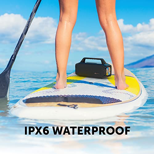 Alpatronix IPX6 Waterproof Stereo Bluetooth Speaker 80W (100W Max), Portable Wireless, 12000mAh Power Bank, Handsfree, Shockproof, TWS, Subwoofer, TF & Flash Card, NFC, AX600, Indoor & Outdoor – Black