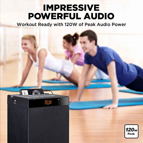 GOgroove Bluetooth Tower Speaker with Built-in Subwoofer - BlueSYNC STW Floor Standing Speaker Tower with Thumping Bass, Immersive 120W Peak Power, AUX, Flash Drive MP3, FM Radio, USB Port (Single)