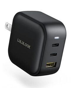 lululook 65/66w usb c charger, type c pps pd fast gan charger multiport usb c power adapter for macbook pro/air, ipad pro, iphone samsung galaxy s22 ultra, surface pro, dell xps 13