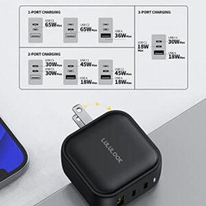 LULULOOK 65/66W USB C Charger, Type C PPS PD Fast Gan Charger Multiport USB C Power Adapter for MacBook Pro/Air, iPad Pro, iPhone Samsung Galaxy S22 Ultra, Surface pro, Dell XPS 13