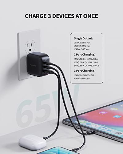 LULULOOK 65/66W USB C Charger, Type C PPS PD Fast Gan Charger Multiport USB C Power Adapter for MacBook Pro/Air, iPad Pro, iPhone Samsung Galaxy S22 Ultra, Surface pro, Dell XPS 13