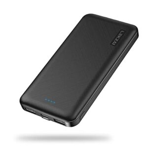 lekzai 15,000mah portable charger power bank with usb c output, slim battery pack with three 5v/2.4a output fits for iphone samsung and more