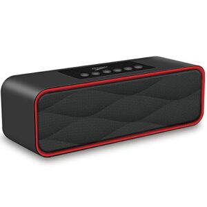 portable bluetooth stereo speaker, with 2x5w dual acoustic drivers,fm radio & handsfree speakerphone, slots for micro sd card & usb & aux, for smart phone, mp3, ipad, tablet & more