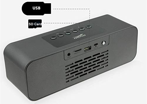 Portable Bluetooth Stereo Speaker, with 2X5W Dual Acoustic Drivers,FM Radio & Handsfree Speakerphone, Slots for Micro SD Card & USB & AUX, for Smart Phone, MP3, iPad, Tablet & More