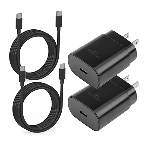 2 Pack 25W USB C Wall Charger,Super Fast Charger Block and 5FT USB-C Charger Cable Fast Charging for Samsung Galaxy S22/S22 Ultra/S22+/S21/S21Ultra/S21+/S20/S20Ultra/Note20/Note 20Ultra/Note10+