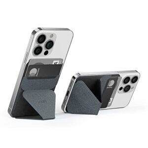 moft cell phone stand with 2 viewing angles for andriod, iphone and all smartphones, repositionable, residue-free 3-in-1 adhesive wallet stand(starry grey)