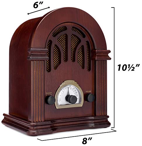 ClearClick Retro AM/FM Radio with Bluetooth - Classic Wooden Vintage Retro Style Speaker