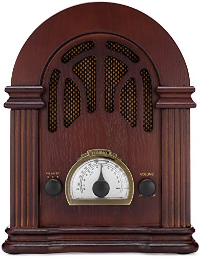 ClearClick Retro AM/FM Radio with Bluetooth - Classic Wooden Vintage Retro Style Speaker