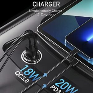 EHO USB C Car Charger, 38W All Metal Fast Car Charger Mini Dual Port Type C Car Adapter (PD20W + QC18W), Compatible with iPhone 13 Pro Max/12 Pro Max, Galaxy S21/S20/S10, iPad Air/Pro, Google Pixel