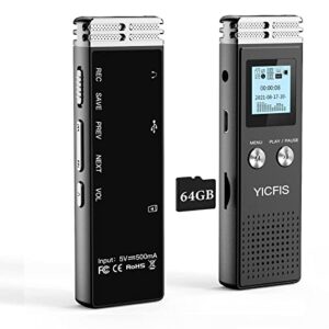 72gb digital voice recorder 3072kbps 5148 hours recording capacity 24 hours battery time voice activated recorder with noise reduction audio recorder with playback for meeting lecture interview