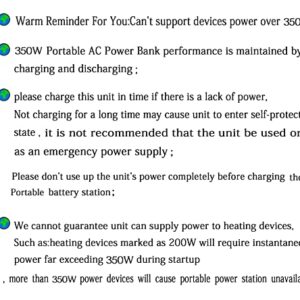 Portable Power Station 350W, Portable AC Outlet Power Bank 80000mAh/296Wh External Lithium Battery Portable Laptop Charger, Wireless Charging, Pure Sine Wave Power Source for Outdoor Tent Camping