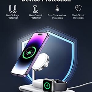 UGREEN MFi-Certified 25W 3-in-1 MagSafe Wireless Charging Station, 15W Fast Charging for iPhone 14/13/12 MagSafe Series, Compatible with Apple Watch, AirPods Series (No AC Adapter)