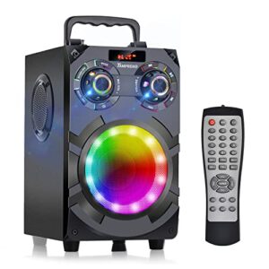 bluetooth speakers, 60w loud wireless stereo speaker with subwoofer deep bass, bluetooth 5.0, fm radio, colorful lights, 8000mah battery, portable outdoor big speaker for home party garden gifts