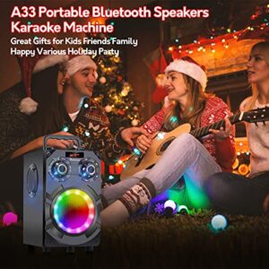 Bluetooth Speakers, 60W Loud Wireless Stereo Speaker with Subwoofer Deep Bass, Bluetooth 5.0, FM Radio, Colorful Lights, 8000mAh Battery, Portable Outdoor Big Speaker for Home Party Garden Gifts