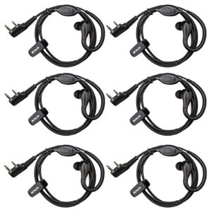 retevis rt22 walkie talkie earpiece with mic, 2 pin earhook earpiece, compatible h-777 rt21 rt68 rt19 baofeng uv-5r arcshell ar-5 two way radio, security two way radio headset(6 pack)