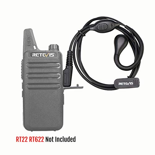 Retevis RT22 Walkie Talkie Earpiece with Mic, 2 Pin Earhook Earpiece, Compatible H-777 RT21 RT68 RT19 Baofeng UV-5R Arcshell AR-5 Two Way Radio, Security Two Way Radio Headset(6 Pack)
