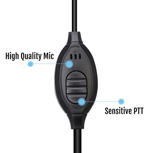 Retevis RT22 Walkie Talkie Earpiece with Mic, 2 Pin Earhook Earpiece, Compatible H-777 RT21 RT68 RT19 Baofeng UV-5R Arcshell AR-5 Two Way Radio, Security Two Way Radio Headset(6 Pack)