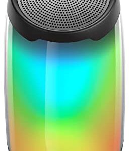 Bluetooth Speaker with Lights BUGANI Color Changing Portable Wireless Speaker 6 Color LED Lighting Themes, IPX5 Waterproof Bluetooth Speaker 20W Stereo Sound, 24 Hours Battery, TWS Pairing Mic TF Card