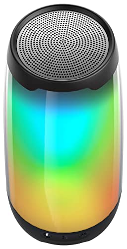 Bluetooth Speaker with Lights BUGANI Color Changing Portable Wireless Speaker 6 Color LED Lighting Themes, IPX5 Waterproof Bluetooth Speaker 20W Stereo Sound, 24 Hours Battery, TWS Pairing Mic TF Card
