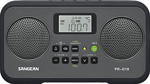 Sangean PR-D19BK FM Stereo/AM Digital Tuning Portable Radio with Protective Bumper (Gray/Black)