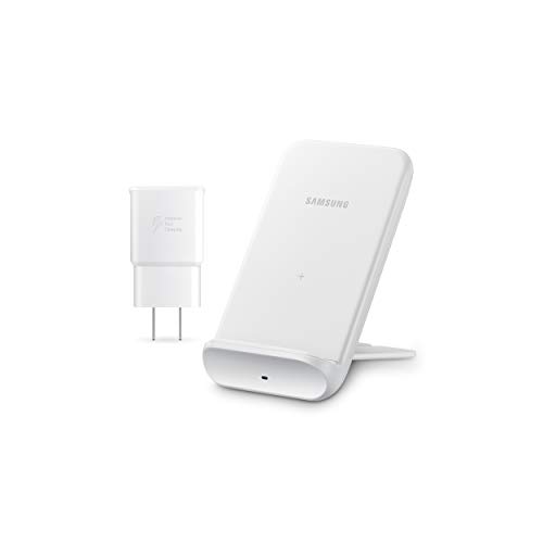 Samsung Electronics Wireless Charger Convertible Qi Certified (Pad/Stand) - for Galaxy Buds, Galaxy Phones, and Apple iPhone Devices - US Version - White (US Version)