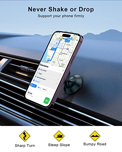 SUPERONE Fits MagSafe Car Mount, [Strongest Magnets] Hand Free 360° Rotation [No Drop Genuine 3M Adhesive] Magnetic Dashboard Car Holder for iPhone 14 13 12 Pro Max MagSafe Case