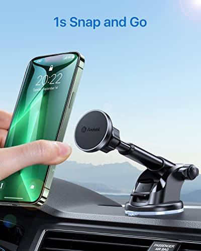 andobil [Bumps Friendly Magnetic Phone Holder for Car, [Super Strong Magnet] Universal Dashboard Windshield Car Mount Magnet Compatible with iPhone 13 12 Pro Max 11 XR Samsung S22 S21 All