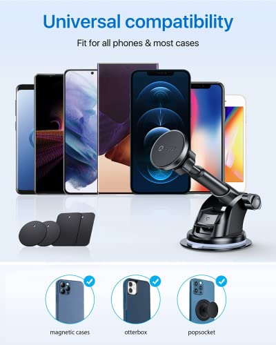 andobil [Bumps Friendly Magnetic Phone Holder for Car, [Super Strong Magnet] Universal Dashboard Windshield Car Mount Magnet Compatible with iPhone 13 12 Pro Max 11 XR Samsung S22 S21 All