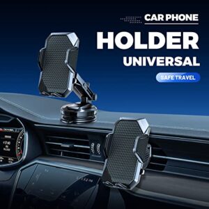 Homhu Phone Mount for Car [Off-Road Super Suction ] Universal Holder 4in1,Long Arm Cup Holder,Dashboard Windshield Vent Compatible with iPhone Samsung All Smartphones, Black, (HZ001)