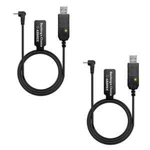 baofeng 2.5mm usb charger cable with indicator light for baofeng uv-5r uv-82 bf-f8hp uv-82hp uv-5x3 uv-5re 3800mah battery uv-s9/9s two way radio（2 pack）