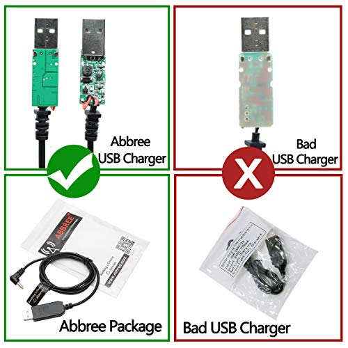 Baofeng 2.5mm USB Charger Cable with Indicator Light for BaoFeng UV-5R UV-82 BF-F8HP UV-82HP UV-5X3 UV-5RE 3800mAh Battery UV-S9/9S Two Way Radio（2 Pack）