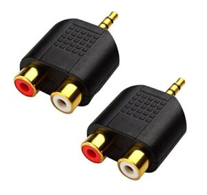 cerrxian lemeng (2-pack of) gold plated 3.5mm stereo to 2-rca male to female adapter,audio splitter adapter, dual rca jack adapter