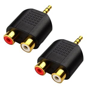 CERRXIAN LEMENG (2-Pack of) Gold Plated 3.5mm Stereo to 2-RCA Male to Female Adapter,Audio Splitter Adapter, Dual RCA Jack Adapter