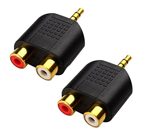 CERRXIAN LEMENG (2-Pack of) Gold Plated 3.5mm Stereo to 2-RCA Male to Female Adapter,Audio Splitter Adapter, Dual RCA Jack Adapter