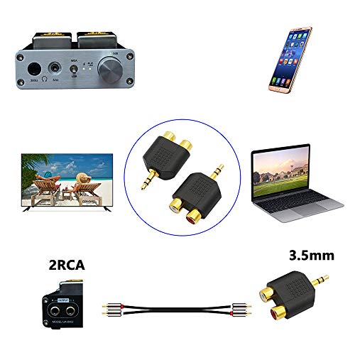 CERRXIAN LEMENG (2-Pack of) Gold Plated 3.5mm Stereo to 2-RCA Male to Female Adapter,Audio Splitter Adapter, Dual RCA Jack Adapter