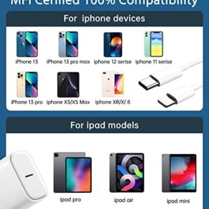 Fast Charger iPhone, [Apple MFi Certified] iPhone Charger USB C 20W Phone Chargers Block with 6.6FT Lightning Charging Cord for iPhone 14,14 Pro,14 Pro Max,13 Pro Max,12 Pro Max,Mini,11 Pro Max,iPad