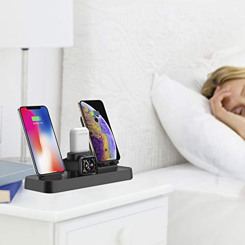 Wireless Charger, 4 in 1 Charging Station for Apple, Wireless Charging Pad Stand with Apple Watch Charger Stand, Apple Watch Charging Stand with AirPods Dock Wireless Charger for iPhone iWatch Airpods