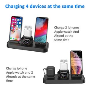 Wireless Charger, 4 in 1 Charging Station for Apple, Wireless Charging Pad Stand with Apple Watch Charger Stand, Apple Watch Charging Stand with AirPods Dock Wireless Charger for iPhone iWatch Airpods