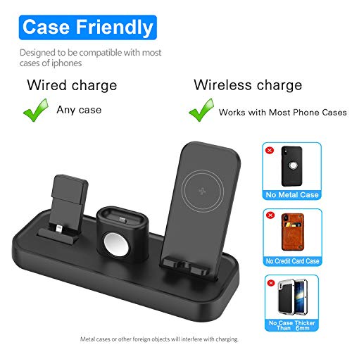 Wireless Charger, 4 in 1 Charging Station for Apple, Wireless Charging Pad Stand with Apple Watch Charger Stand, Apple Watch Charging Stand with AirPods Dock Wireless Charger for iPhone iWatch Airpods