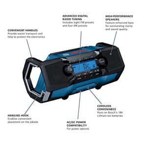 BOSCH GPB18V-2CN 18V Compact Jobsite Radio with Bluetooth® 5.0 , Black