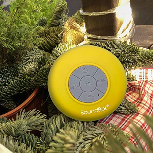 Soundbot SB510 Bluetooth Shower Speaker HD Water Resistant Bathroom Speakers, Handsfree Portable Speakerphone with Built-in Mic, 6hrs of Playtime, Control Buttons and Dedicated Suction Cup (Yellow)