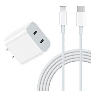 iphone charger, 25w usb c charger dual ports usb type c fast charger with 3ft 20w usb c to lightning cable mfi certified type c pd charger for iphone 14/13/12/12 pro/12 pro max/11/11 pro/xs max/xr/x/8