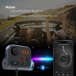 Nulaxy Bluetooth FM Transmitter for Car, Car Bluetooth Adapter W Air Vent Clip, Car Radio Bluetooth Hand-Free Call, QC3.0 Fast Charge, Noise Cancellation with Big Mic & Bass Boost, TF Card/AUX-KM21
