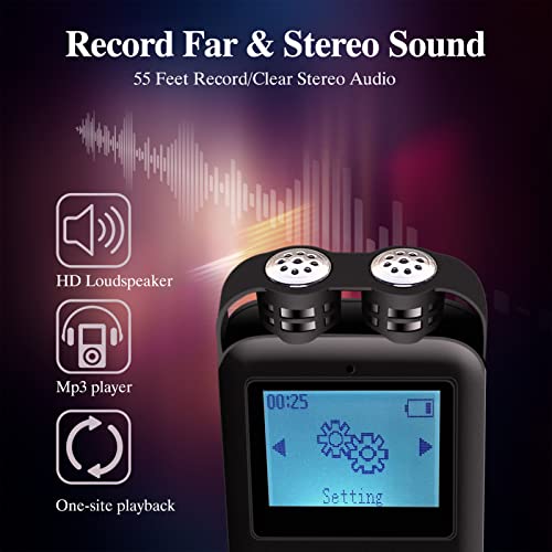 Hubotowin Digital Voice Recorder 16GB Voice Activated Recorder Audio Recorder for Lectures.Meeting.Interview.Tape Recorder with Playback.Recording Device Portable MP3.A-B Function and Variable Speed